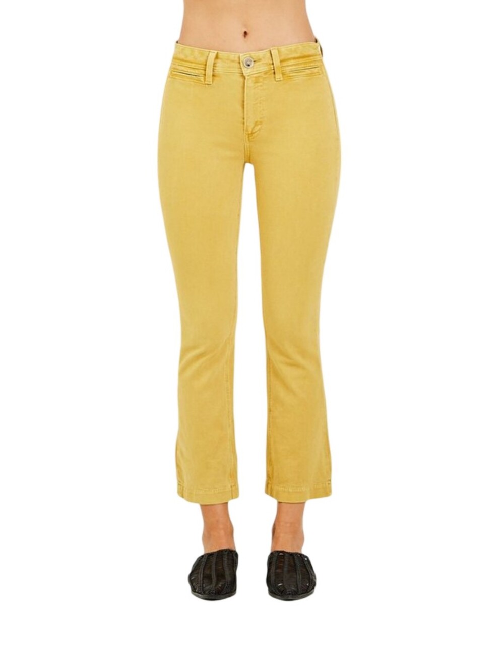 PAIGECOLETTE CROP FLARE JEANs VINTAGE DANDELION YELLOW Size 27